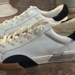 Dolce Vita White and Black Sneakers with fur trim